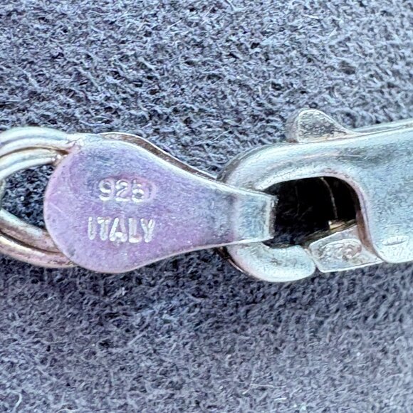 Italy Sterling Silver 925 Double Link Chain Bracelet Lobster Clasp 8" Length - Picture 5 of 8